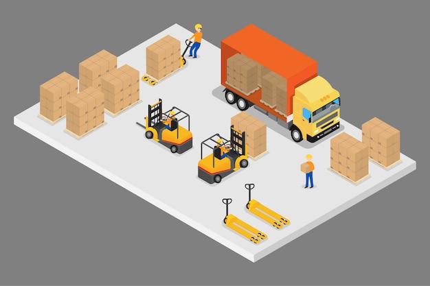 Vector 3d isometric logistic and warehouse