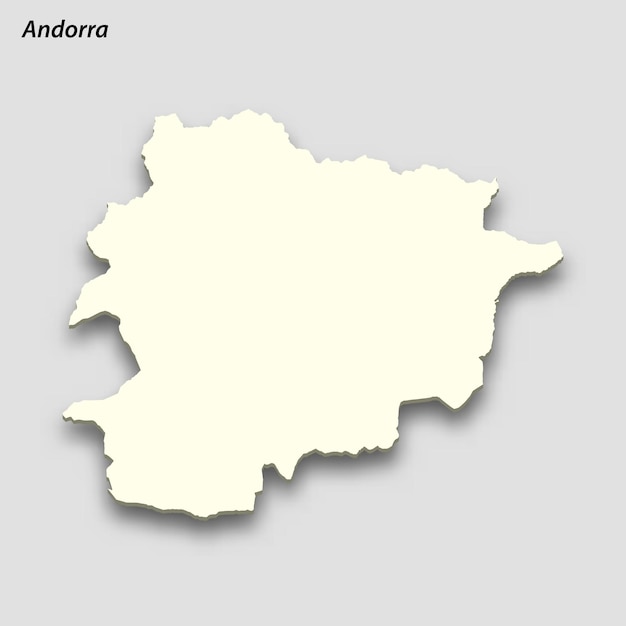 3d изометрическая карта Андорры, изолированная тенью