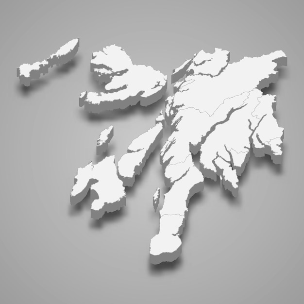 Vector 3d isometric map of argyll and bute is a region of scotland