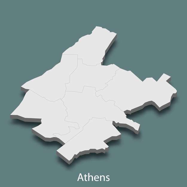 3d isometric map of Athens is a city of Greece