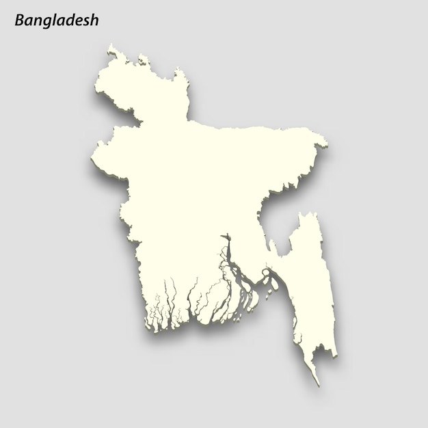 Mappa isometrica 3d del bangladesh isolata con ombra