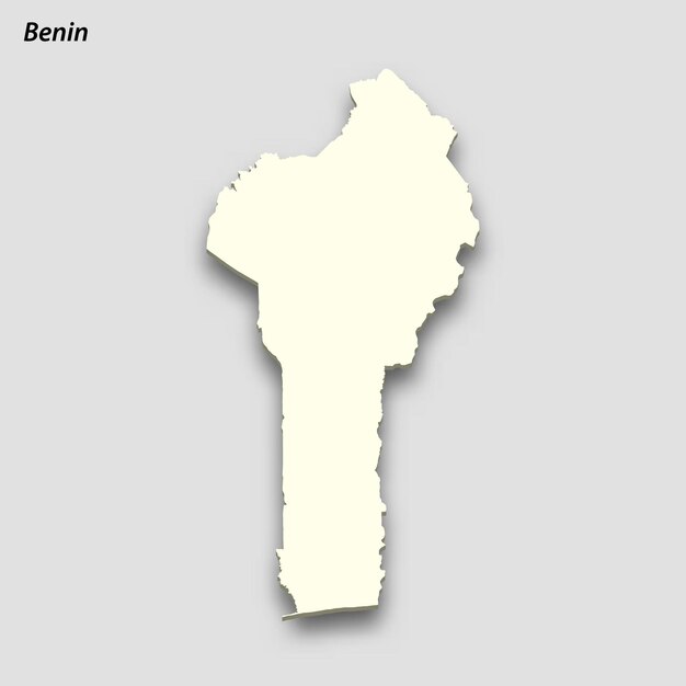 3d isometric map of Benin isolated with shadow