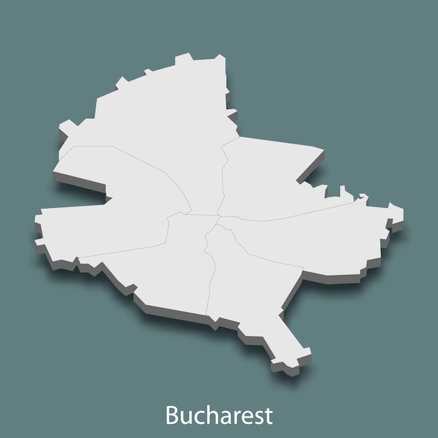 3d isometric map of Bucharest is a city of Romania