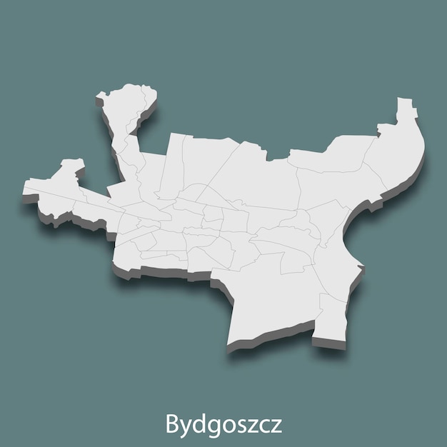 3d isometric map of Bydgoszcz is a city of Poland