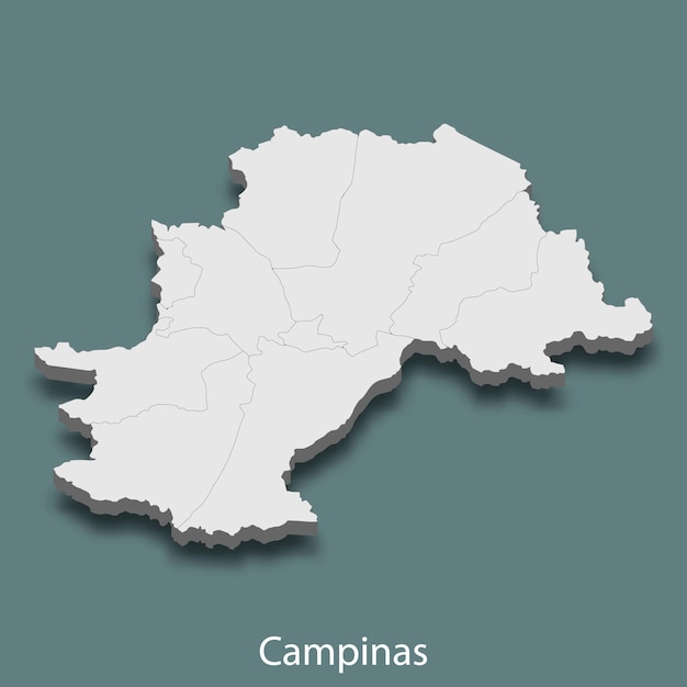 3d isometric map of Campinas is a city of Brazil