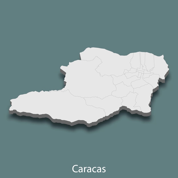 Vector 3d isometric map of caracas is a city of venezuela