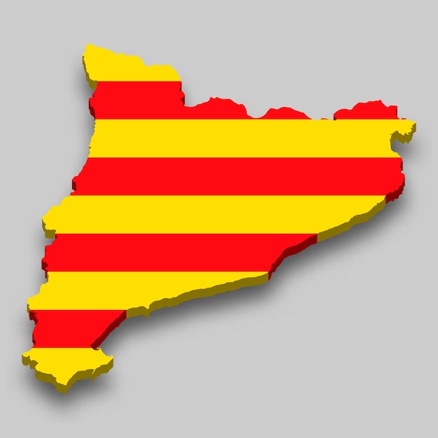 3d isometric map of catalonia is a region of spain