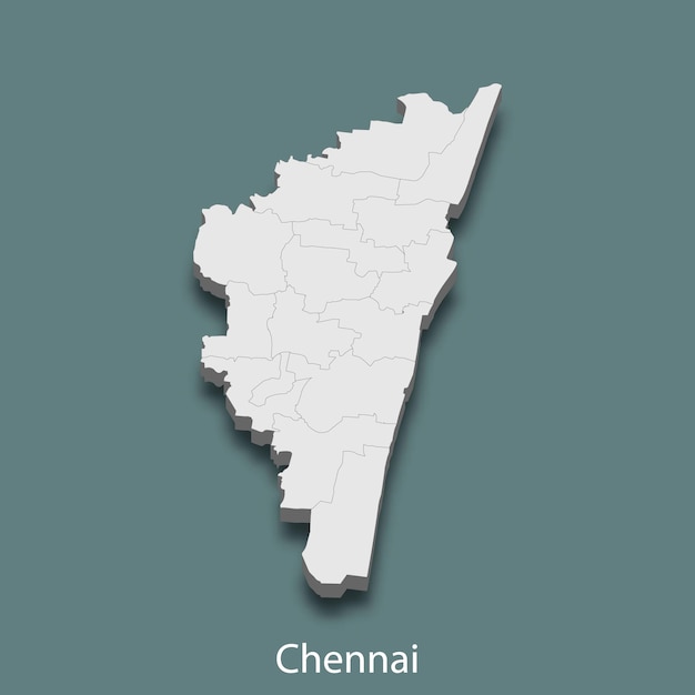 3d isometric map of Chennai is a city of India