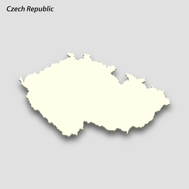 3d isometric map of Czech Republic isolated with shadow