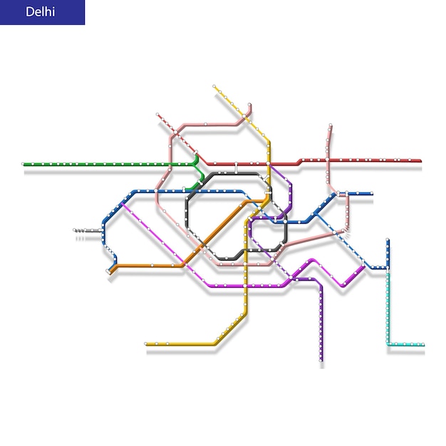 Vector 3d isometric map of the delhi metro subway