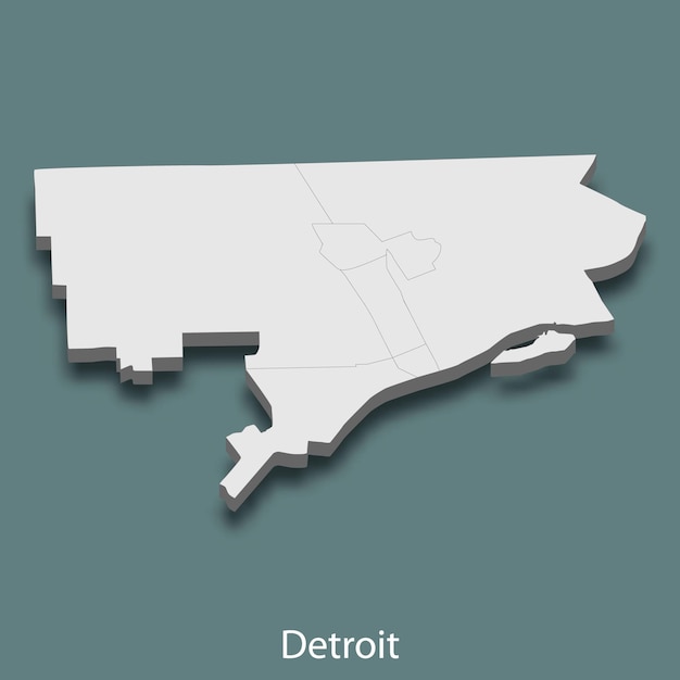 3d isometric map of Detroit is a city of United States