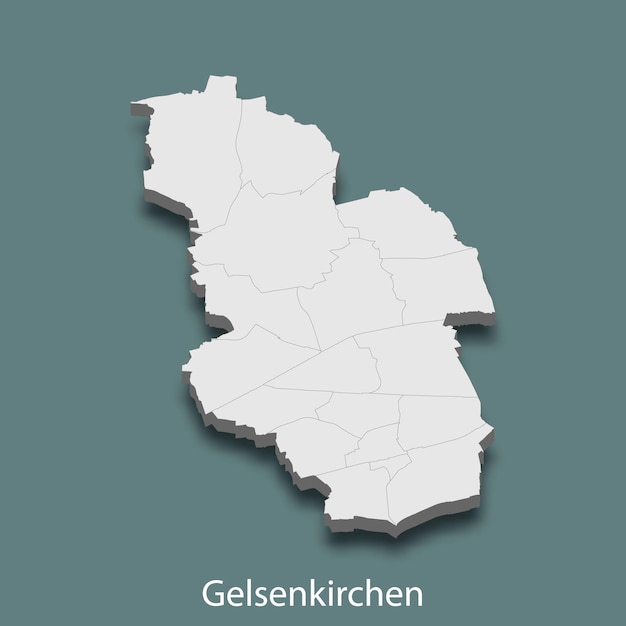 3d isometric map of Gelsenkirchen is a city of Germany