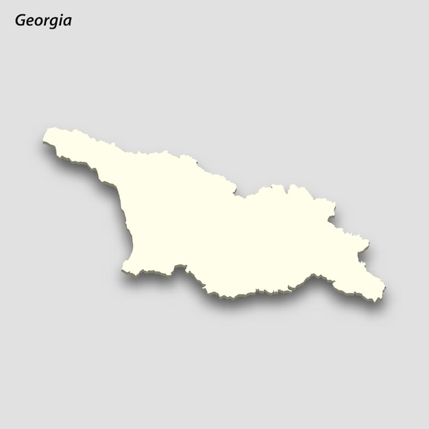 3d isometric map of georgia isolated with shadow