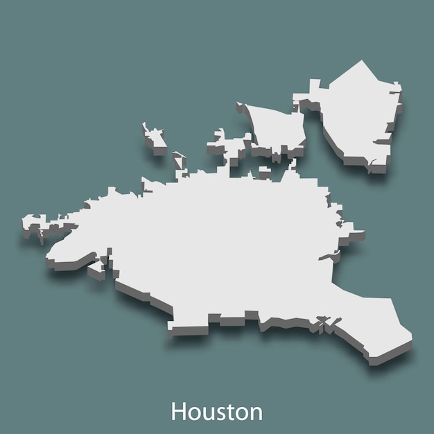 3d isometric map of Houston is a city of United States