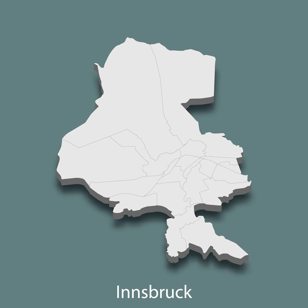 Vector 3d isometric map of innsbruck is a city of austria