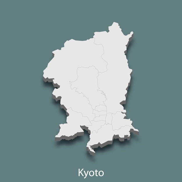 La mappa isometrica 3d di kyoto è una città del giappone