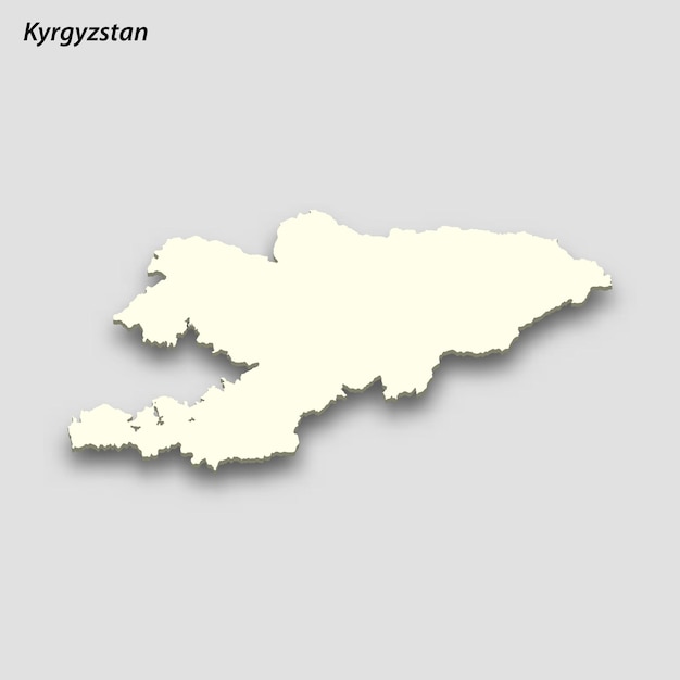 3d isometric map of Kyrgyzstan isolated with shadow