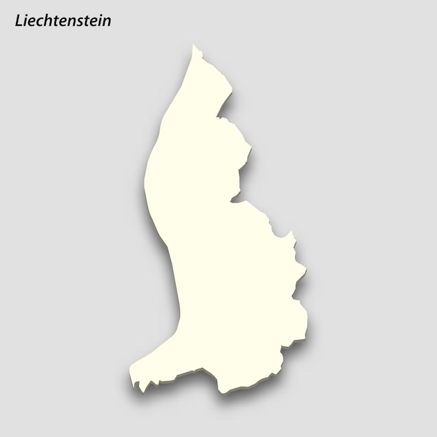 Mappa isometrica 3d del liechtenstein isolata con ombra