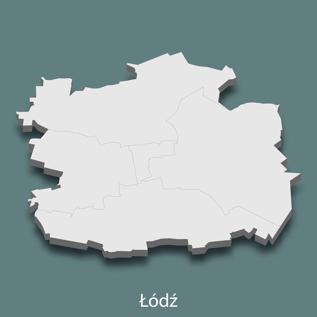 3d isometric map of Lodz is a city of Poland