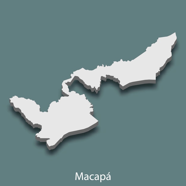 3d isometric map of Macapa is a city of Brazil