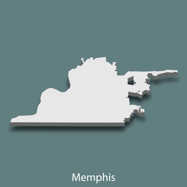 멤피스의 3d 아이소메트릭 지도는 미국의 도시입니다.