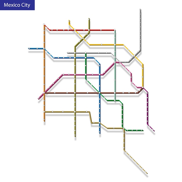 3d isometric Map of the Mexico City metro subway