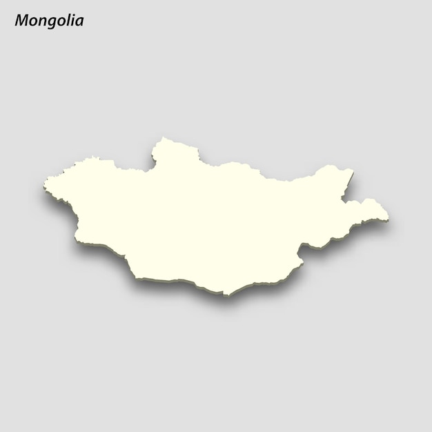 3d isometric map of mongolia isolated with shadow