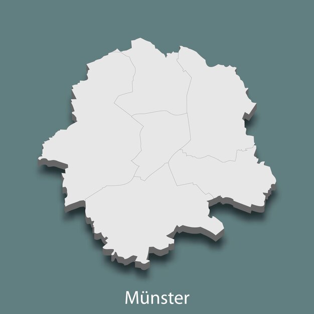 3d isometric map of Munster is a city of Germany