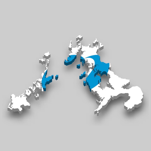 Vector 3d isometric map of nagasaki is a prefecture of japan