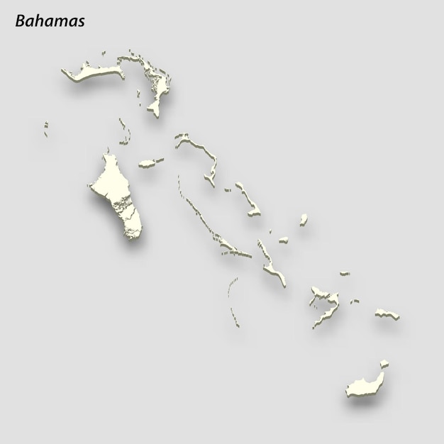 影で隔離されたバハマの3d等角図