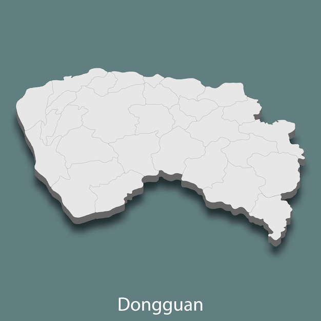 3d изометрическая карта дунгуань - город китая