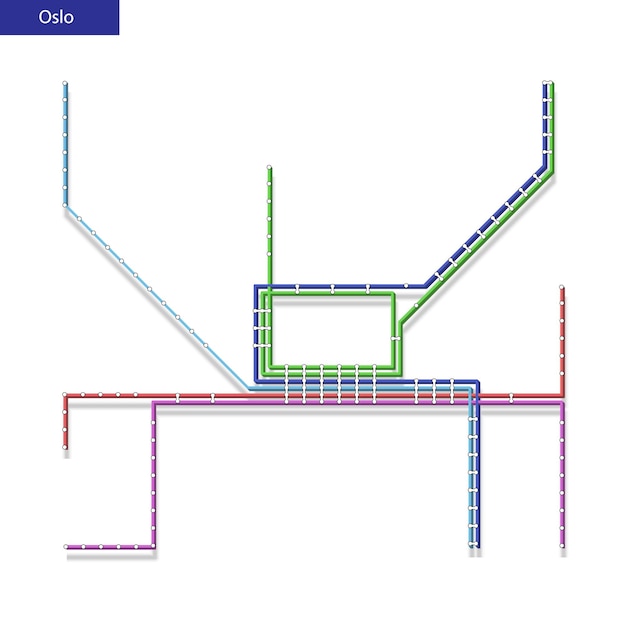 3d isometric Map of the Oslo metro subway