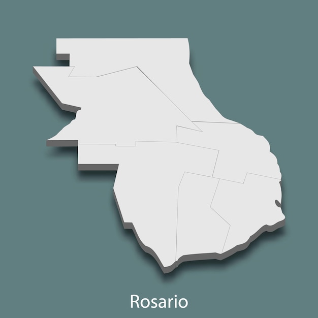 3d isometric map of rosario is a city of argentina