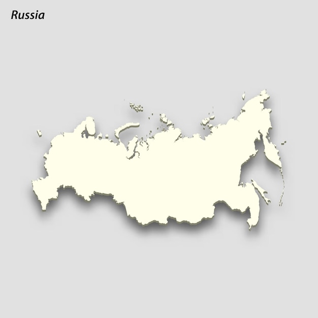 3d isometric map of Russia isolated with shadow