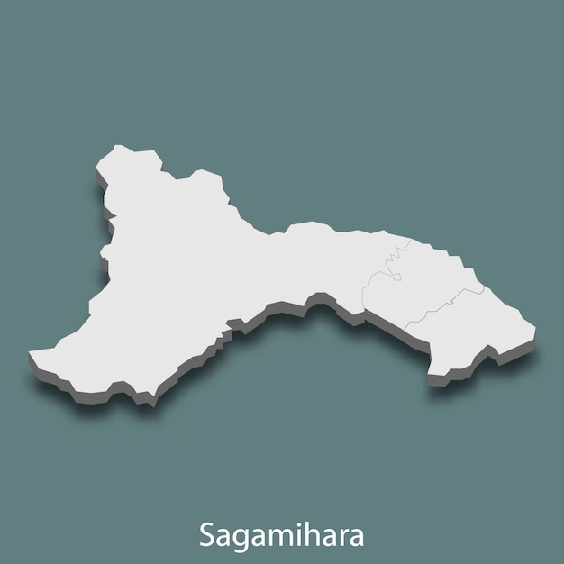 3d isometric map of Sagamihara is a city of Japan