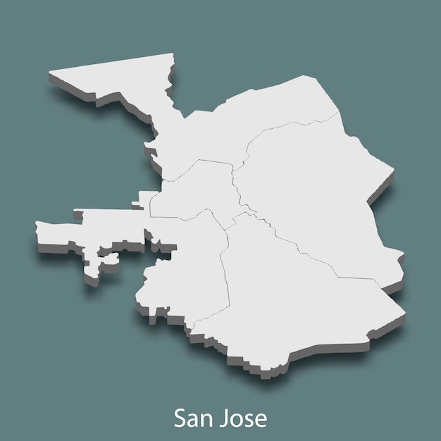 3d isometric map of San Jose is a city of United States