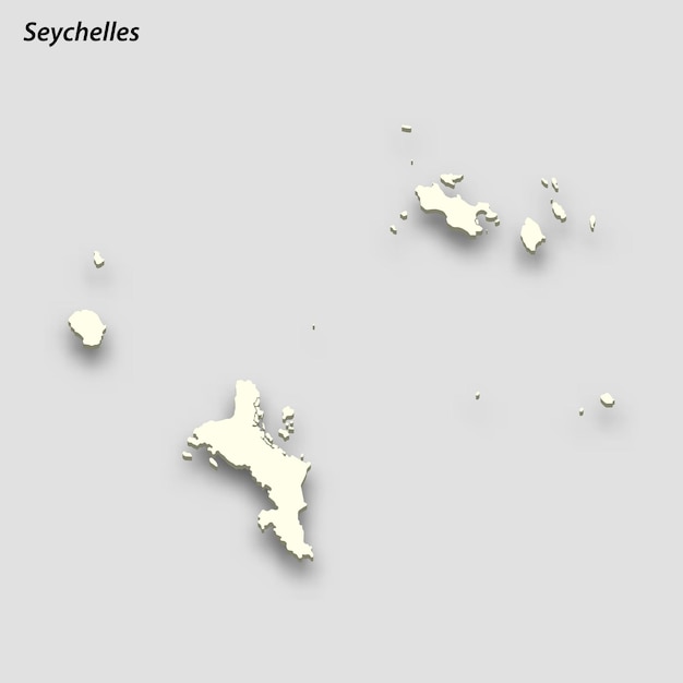 3d isometric map of seychelles isolated with shadow