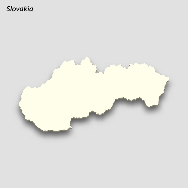 3d isometric map of Slovakia isolated with shadow