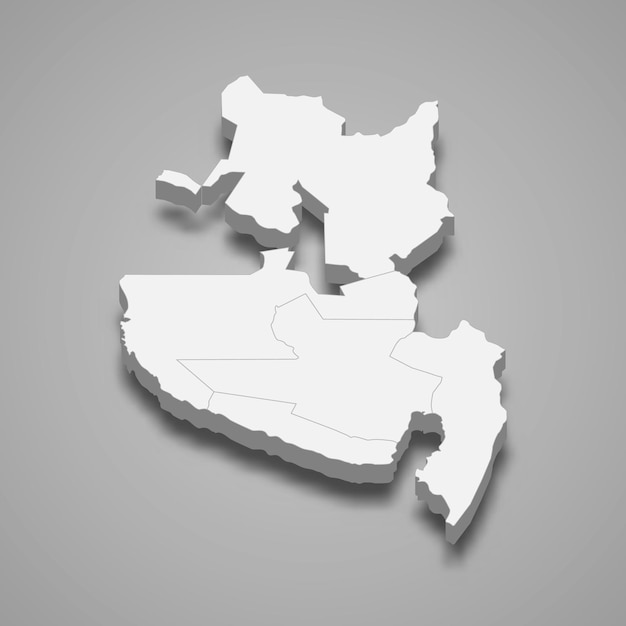 La mappa isometrica 3d di soccsksargen è una regione delle filippine