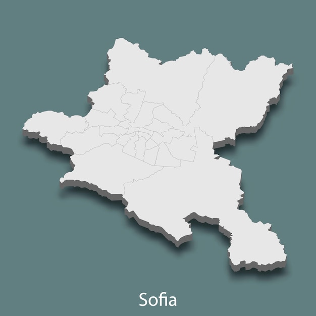 3d isometric map of Sofia is a city of Bulgaria