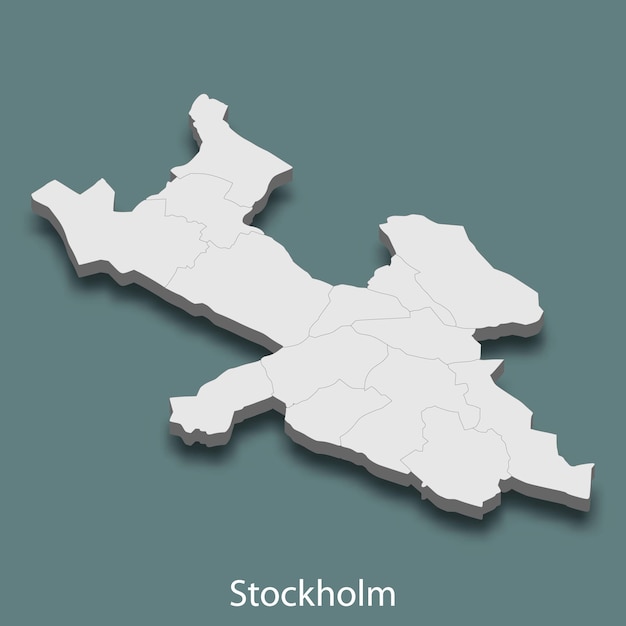스톡홀름의 3d 아이소메트릭 지도는 스웨덴의 도시입니다
