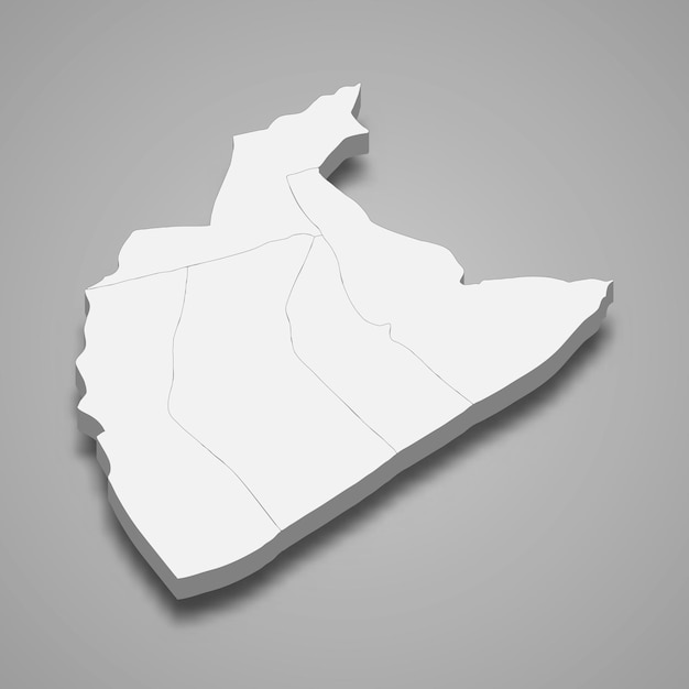 Vector 3d isometric map of tozeur is a governorate of tunisia