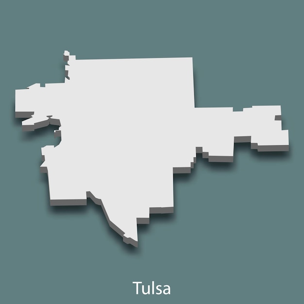 3d isometric map of Tulsa is a city of United States