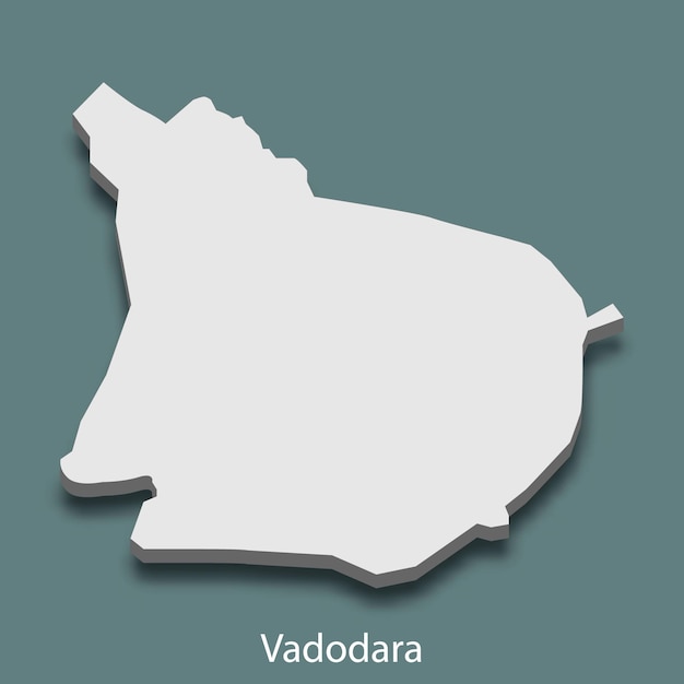 3d isometric map of Vadodara is a city of India