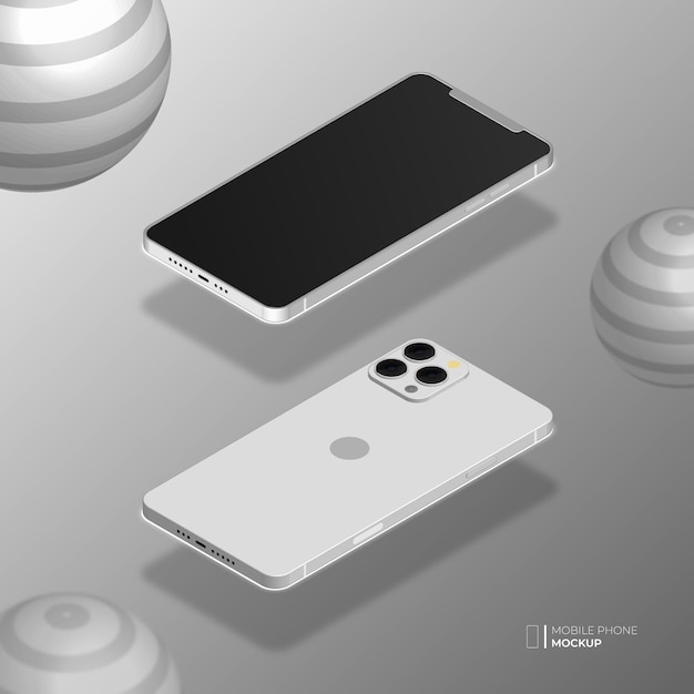 3d isometric mobile phone mockuP