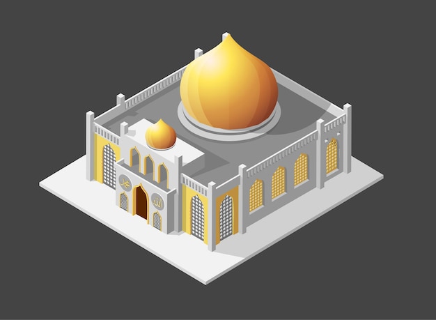 3d isometric mosque for islamic design