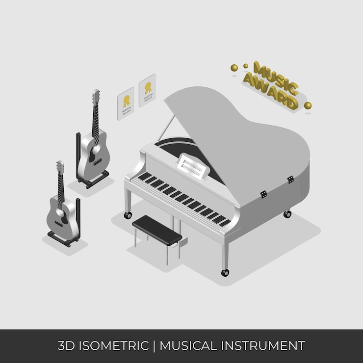 Vector 3d 아이소 메트릭 악기 세트