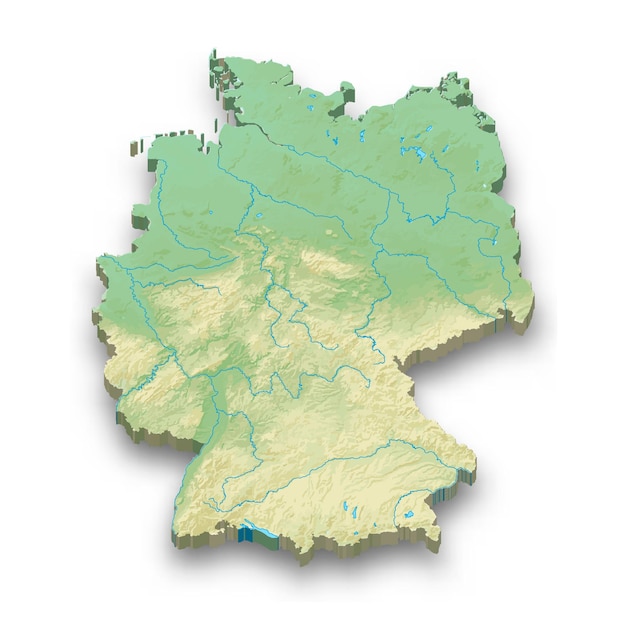 Mappa in rilievo isometrica 3d della germania