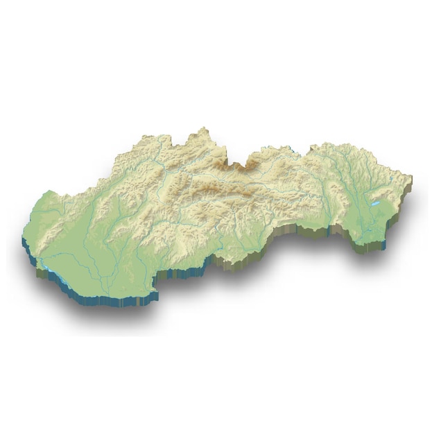 Mappa in rilievo isometrica 3d della slovacchia