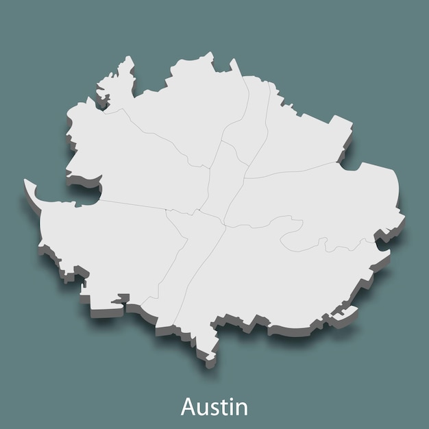 3d isometrische kaart van Austin is een stad van de Verenigde Staten